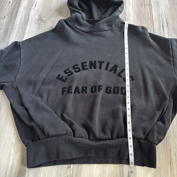 NWOT Essentials Fear Of God Essentials Black Oversized Hoodie Size XS - Picture 5 of 9